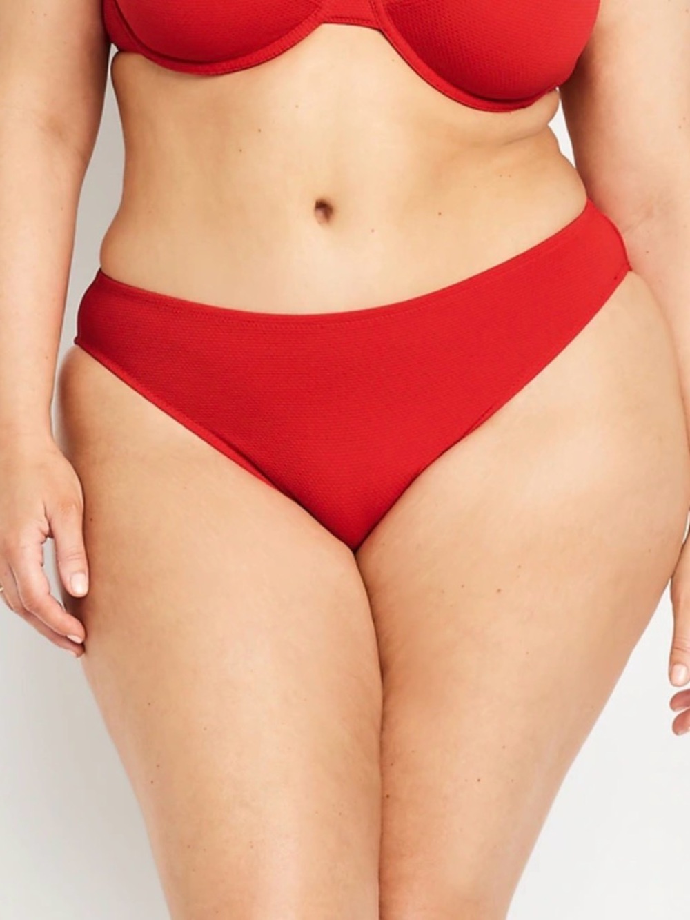 NWT Old Navy mid rise textured red bikini swim bottom, size 4X